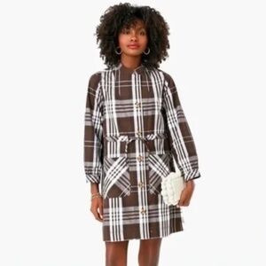 Tuckernuck Cedar Check Crosby Dress Brown Plaid Small